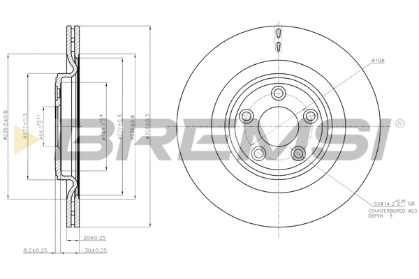 Disque de frein BREMSI CD7703V