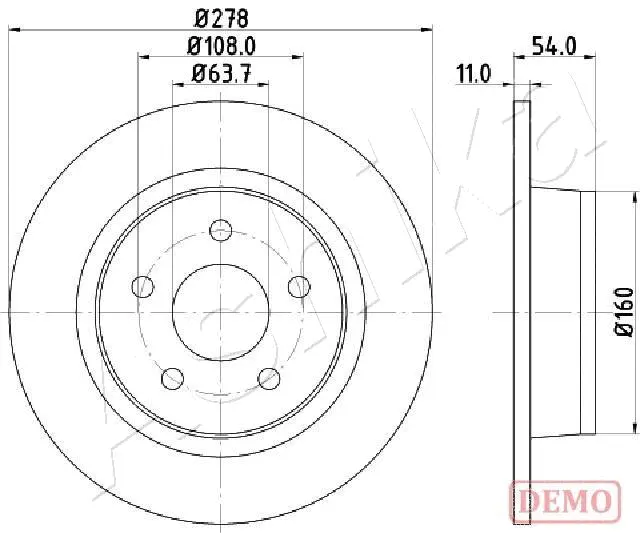 Disque de frein ASHIKA 61-00-0311C