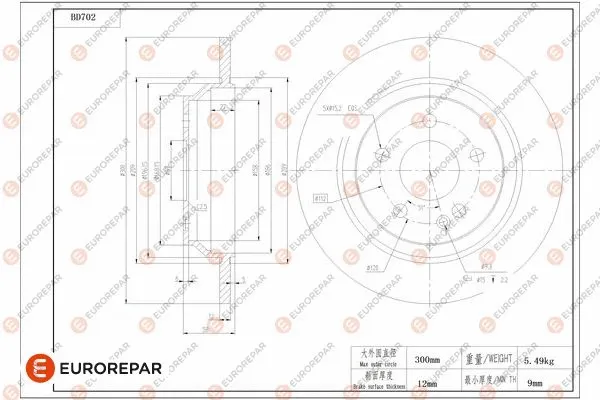 Disque de frein EUROREPAR 1684314480