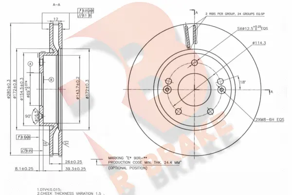 Disque de frein R BRAKE 78RBD25158