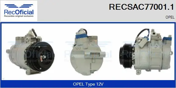 Compresseur, climatisation RECOFICIAL RECSAC77001.1