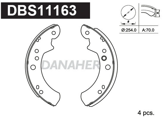 Jeu de mâchoires de frein DANAHER DBS11163