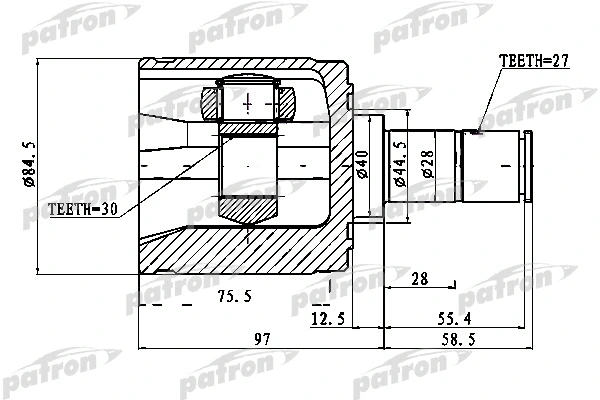 Jeu de joints, arbre de transmission PATRON PCV1027