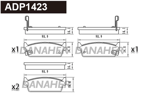 Kit de plaquettes de frein, frein à disque DANAHER ADP1423