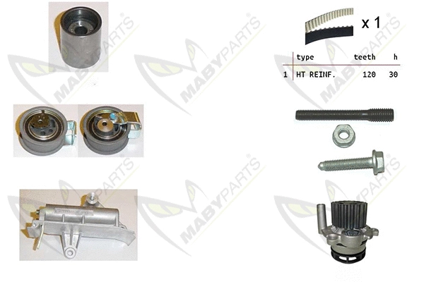 Pompe à eau + kit de courroie crantée MABYPARTS OBKWP0090