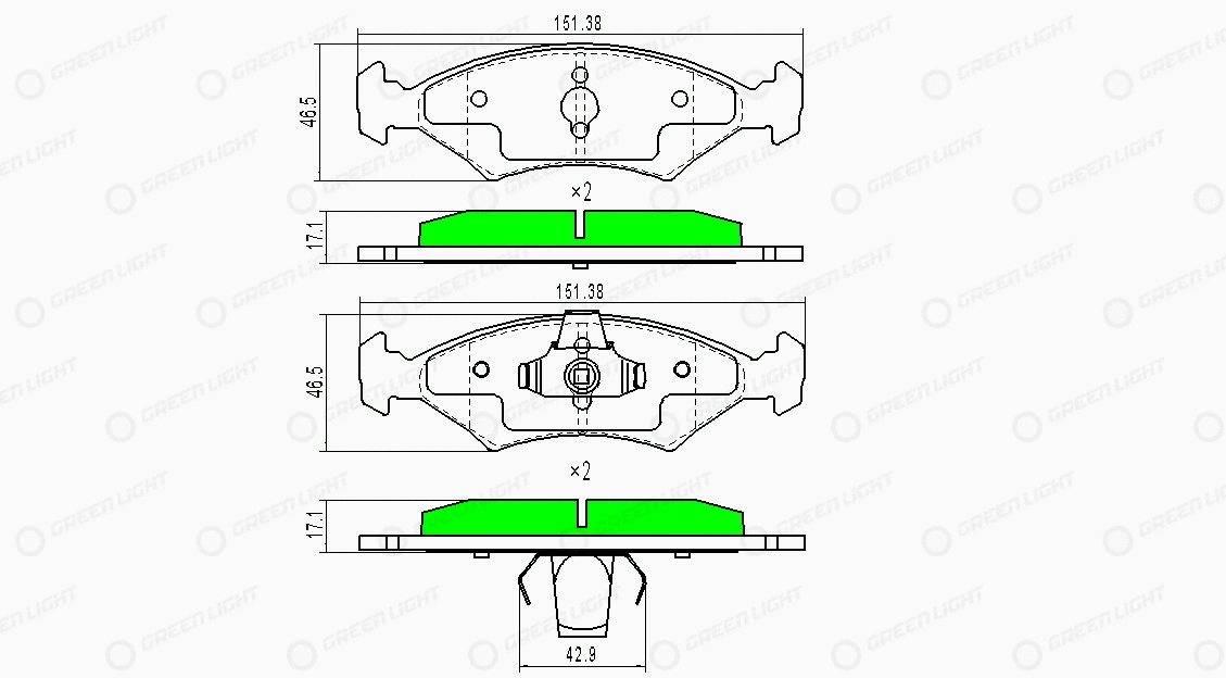 Kit de plaquettes de frein, frein à disque Automotive Adriado GLBP0371
