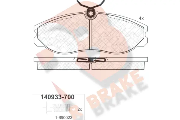 Kit de plaquettes de frein, frein à disque R BRAKE RB0933-700