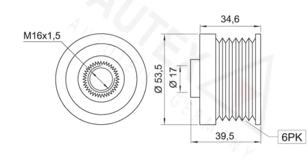 Poulie roue libre, alternateur AUTEX 654201