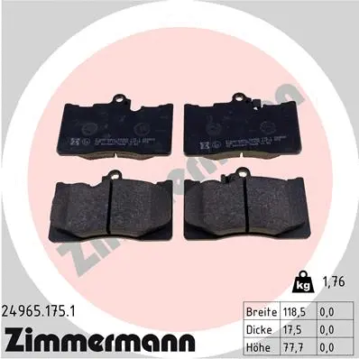 Kit de plaquettes de frein, frein à disque ZIMMERMANN 24965.175.1