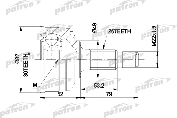 Jeu de joints, arbre de transmission PATRON PCV1054
