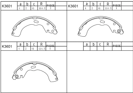 Jeu de mâchoires de frein ASIMCO K3601