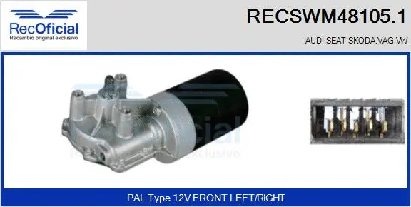 Moteur d'essuie-glace RECOFICIAL RECSWM48105.1