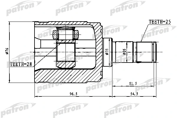 Jeu de joints, arbre de transmission PATRON PCV1023