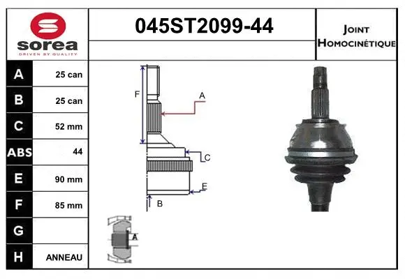 Jeu de joints, arbre de transmission STARTCAR 045ST2099-44