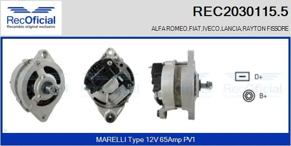 Alternateur RECOFICIAL REC2030115.5