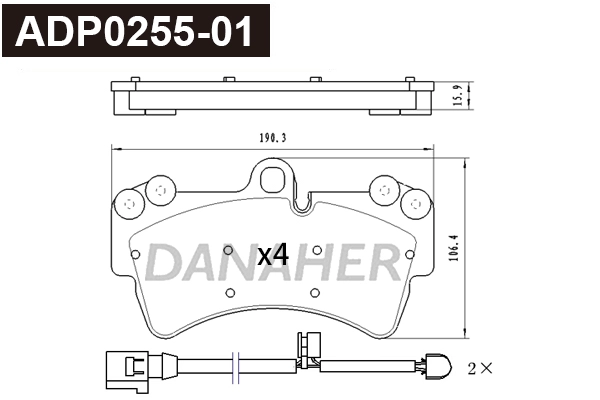 Kit de plaquettes de frein, frein à disque DANAHER ADP0255-01