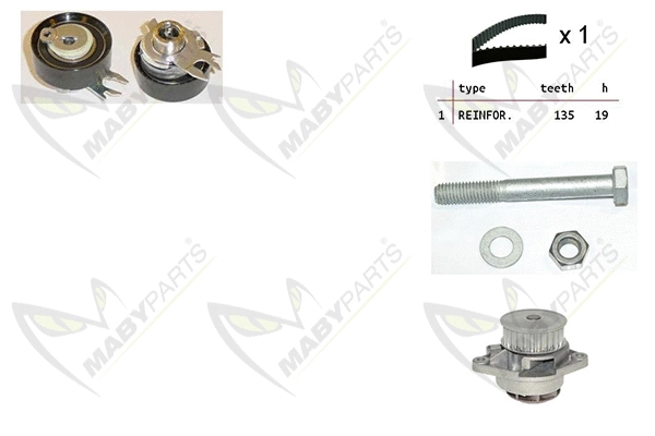 Pompe à eau + kit de courroie crantée MABYPARTS OBKWP0144