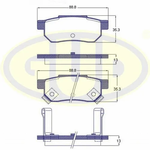 Kit de plaquettes de frein, frein à disque G.U.D. GBP023302