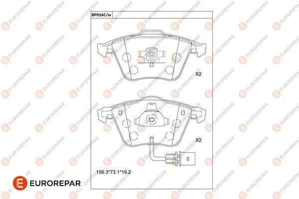 Kit de plaquettes de frein, frein à disque EUROREPAR 1681220280
