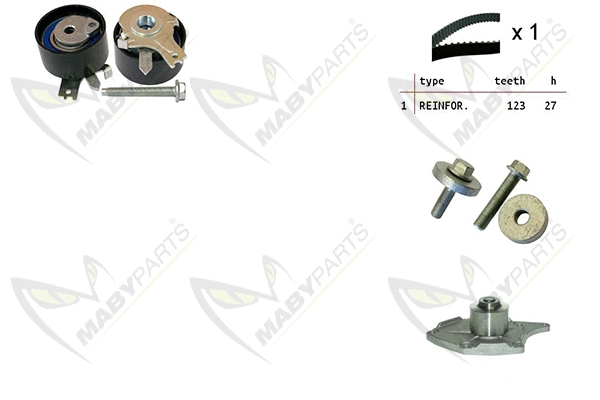 Pompe à eau + kit de courroie crantée MABYPARTS OBKWP0065