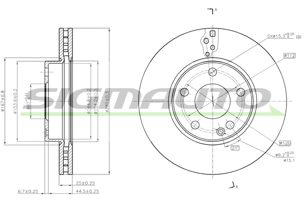 Disque de frein SIGMAUTO DBC334V