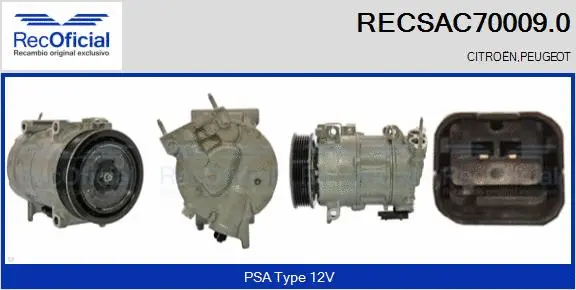 Compresseur, climatisation RECOFICIAL RECSAC70009.0