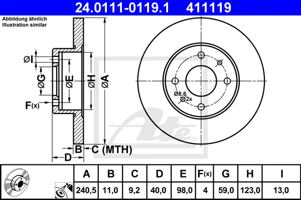 Disque de frein ATE-APAC 24.0111-0119.1