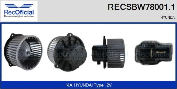 Pulseur d'air habitacle RECOFICIAL RECSBW78001.1