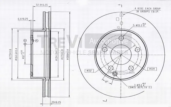 Disque de frein TREVI AUTOMOTIVE BD1238
