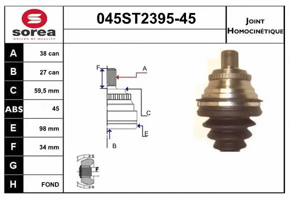 Jeu de joints, arbre de transmission STARTCAR 045ST2395-45