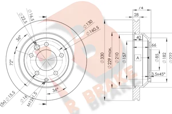 Disque de frein R BRAKE 78RBD23328