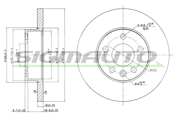Disque de frein SIGMAUTO DBB011S