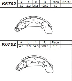 Jeu de mâchoires de frein ASIMCO K6702