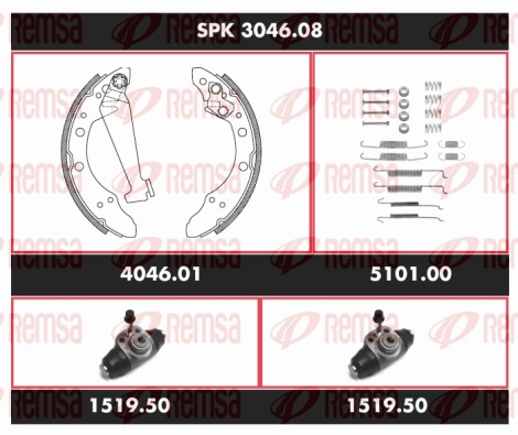 Kit de freins, freins à tambours REMSA SPK 3046.08