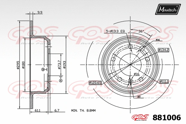 Disque de frein MAXTECH 881006