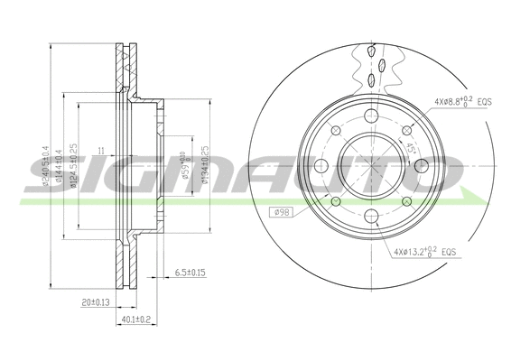 Disque de frein SIGMAUTO DBA888V