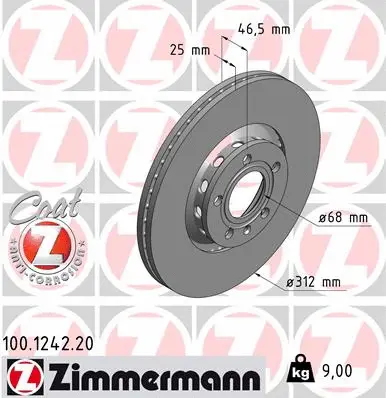 Disque de frein ZIMMERMANN 100.1242.20