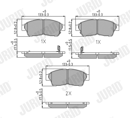 Kit de plaquettes de frein, frein à disque JURID 572333J