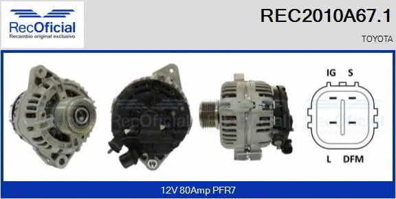 Alternateur RECOFICIAL REC2010A67.1
