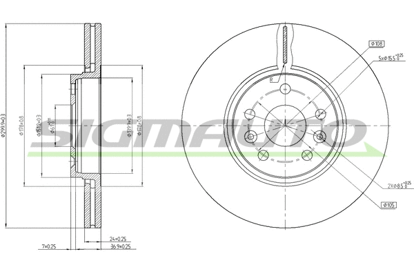 Disque de frein SIGMAUTO DBC266V