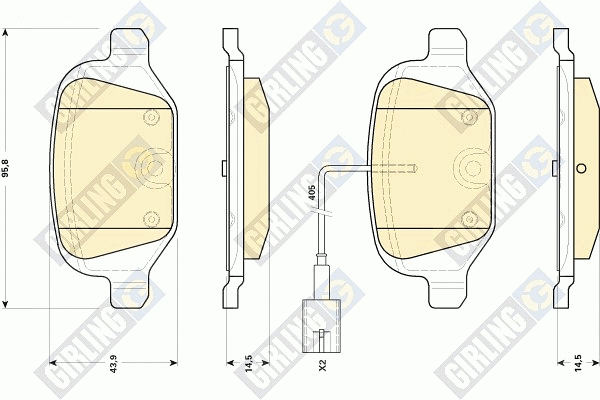 Kit de plaquettes de frein, frein à disque GIRLING 6118941