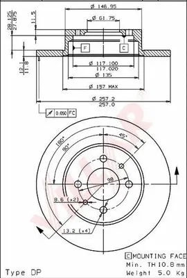 Disque de frein VILLAR 628.1582
