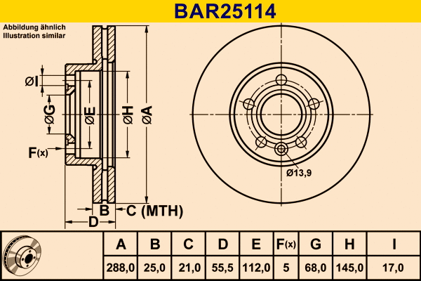 Disque de frein BARUM BAR25114