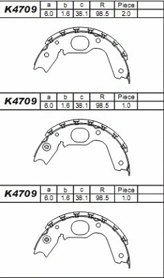 Jeu de mâchoires de frein ASIMCO K4709