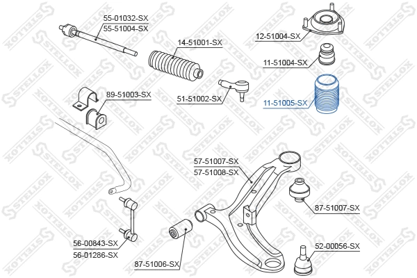 Bouchon de protection/soufflet, amortisseur STELLOX 11-51005-SX