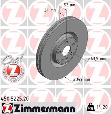 Disque de frein ZIMMERMANN 450.5225.20