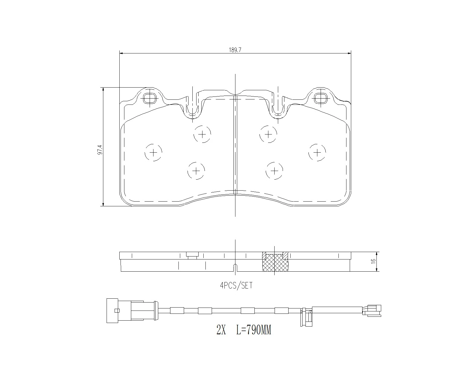 Kit de plaquettes de frein, frein à disque BREMBO P 18 047