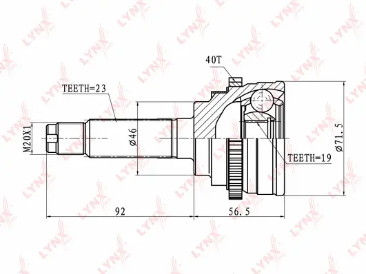 Jeu de joints, arbre de transmission LYNXAUTO CO-1812A