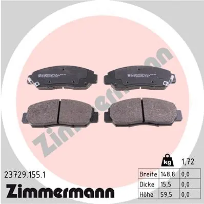 Kit de plaquettes de frein, frein à disque ZIMMERMANN 23729.155.1