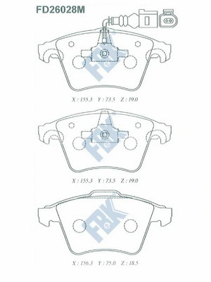 Kit de plaquettes de frein, frein à disque FBK FD26028M